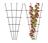Relaxdays Supporto per Piante Rampicanti, Set 2 Tralicci per Rose ed Edera, HxL: 122 x 59 cm, Acciaio e Plastica, Nero