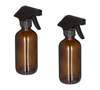 Relaxdays Spruzzino Nebulizzatore, Set 2, 230ml di Bottiglie Spray Vuote, Vaporizzatore Parrucchieri, Pulizia, Marroni, 18 x 9.5 x 6 cm