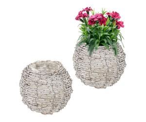 Relaxdays Set da 2 vasi portafiori in rattan