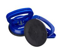 Relaxdays Ventosa di Sollevamento, Set da 2, Alzavetri, Piastrelle & Pannelli, Max. 45 kg, Ø 12 cm, Blu