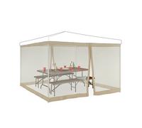 Relaxdays Set da 2 Zanzariere per Gazebo 3x3m, Dimensioni 2x6 m, con Cerniera e Chiusura a Strappo, Anti Vespe, Beige