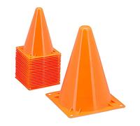 Relaxdays Set da 20 Coni Stradali, Conetti Segnaletici per Allenamento di Calcio, Cani, Bambini, H: 18 cm, Arancione