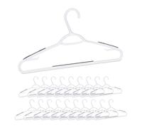 Relaxdays Set da 20 Grucce Appendiabiti, Stampelle in Plastica, Asta per Pantaloni Gonne Cravatte, Antiscivolo, Bianche