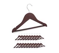 Relaxdays Grucce per Bambini, Set 20 Appendiabiti da Armadio Cameretta Bimbi, Stampelle Attaccapanni in Legno, Marrone, HLP: 19 x 30,5 x 1 cm