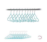 Relaxdays Set da 20 Grucce per Bambini e Neonati, Salvaspazio, Stampelle, 30 cm, Ferro Rivestito in PVC, Turchese