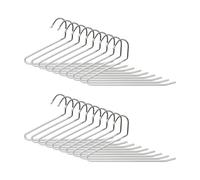 Relaxdays Set da 20 grucce per Pantaloni, S-Form, Antiscivolo, per suspenderli, salvaspazio, Metallo, Argento/Bianco, Ferro, Plastica, 17.5 x 35 x 0.5 cm, unità