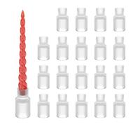 Relaxdays Set 20 Porta Candele da Tavolo, Portacandele Ceri Lunghi, HxD: 7x4 cm, Candelieri in Vetro Rigato, Trasparente