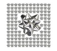 Relaxdays Fiocchi Regalo Decorativi, Set da 200 Fiocchetti Autoadesivi per Pacco Natale e Compleanno, 5x5 cm, Argentato
