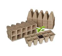 relaxdays Set da 24 Griglie per Vasetti, Tavolette per 240 Piantine, Carta Biodegradabili, HLP 5,5x22x8,5cm, Naturale
