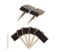 Relaxdays Targhette per Piante, Set da 24, Con Lavagnetta, Iscrivibili, Erbe Aromatiche, HxL 14x9 cm, in Legno, Naturale