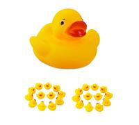 Relaxdays Paperelle da Bagno, Set da 25 Mini Papere in Gomma per Vasca, Gioco Galleggiante per Bagnetto Bambini, Giallo