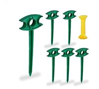Relaxdays Set da 25 Picchetti per Tende, Corda 15 m, Pioli in Plastica PP, Ancoraggio a Terra, Guida Filo, Verde Giallo, 25 x 10 x 2 cm