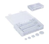 Relaxdays Set da 272 Feltrini per Sedie Antiscivolo, Rotondi e Quadrati, Autoadesivi Feltro e PVC con Scatola, Bianco, 0.2 x 2.8 x 2.8 cm