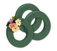 Relaxdays Spugna per Fiori Freschi e Secchi, Set da 3 Cerchi in Schiuma Floreale, Ø 25cm, Base Ghirlanda Fioristi, Verde