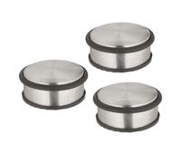 Relaxdays Fermaporta in Acciaio Inox, Set da 3, H x D: 4,5 x 10,5 cm, Blocca Porte Pesante e Antiscivolo, Argento Nero, Gomma