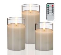 Relaxdays Set da 3 candele LED finte in vetro