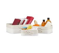 Relaxdays Set da 3 cestini portaoggetti bianchi