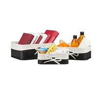 Relaxdays Set da 3 Cestini Portaoggetti, Contenitori Salvaspazio in bambù per Armadio e Scaffali, 3 Misure, Nero Crema