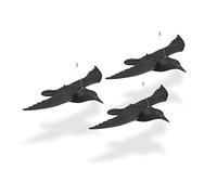 Relaxdays Set da 3 Cornacchie Spaventapasseri, Allontana Piccioni e Gufi, Corvi Volanti per Giardino, Decorativi, Nero