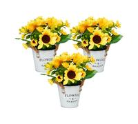 Girasoli artificiali Fiori finti Piante decorative in vaso Set da 3