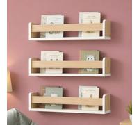 Relaxdays Set da 3 scaffali bambini, libreria bianco/naturale