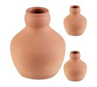 Relaxdays Sfera Irrigazione a Goccia, Set 3 Olle in Ceramica 550 ml, Annaffiare, Irrigatore Automatico Acqua, Terracotta