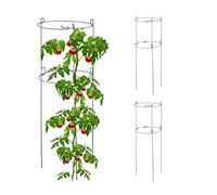 Relaxdays Set da 3 Sostegni per Piante Rampicanti, Supporti Rotondi per Pomodori e Cetrioli, H x D: 76 x 26 cm, Verde