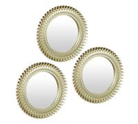Relaxdays Set 3 specchi decorativi Ø 25 cm per parete, cornice in plastica, oro, motivi ornamentali