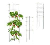Relaxdays Supporto per Piante Rampicanti, Set da 3, Alti 91 cm, per Cetrioli, Rose, Rotondi, Metallo e Plastica, Verde, Ferro
