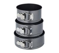 Relaxdays Set da 3 Teglie Rotonde per Dolci, Ø 14 16, 18 cm, in Acciaio Inox, Rivestimento Antiaderente, Antracite