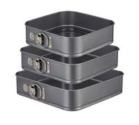 Relaxdays Teglie quadrate, Set da 3, Antiaderenti, per Dolci Romantici, Acciaio al Carbonio, 24, 26 & 28 cm, Antracite