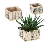 Relaxdays Set da 3 Vasi per Fiori, Fioriere Rettangolari con Rivestimento, per Interni ed Esterni, Bianco Naturale