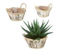 Relaxdays Set da 3 Vasi per Fiori, Fioriere in Legno con Manici e Rivestimento, per Interni 3 Grandezze, Bianco Naturale