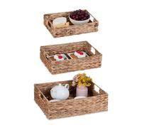 Relaxdays Set da 3 vassoi in giacinto d'acqua