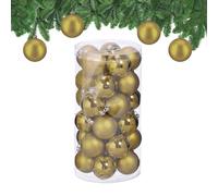 Relaxdays Palline di Natale, Set da 30 Palle Albero, Addobbi Natalizi, Sfere D: 6 cm, in Plastica Infrangibile, Dorate
