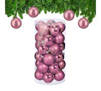 Relaxdays Palline di Natale, Set da 30 Palle Albero, Addobbi Natalizi, Sfere D: 6 cm, in Plastica Infrangibile, Rosa