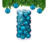 Relaxdays Palline di Natale, Set da 30 Palle Albero, Addobbi Natalizi, Sfere D: 6 cm, in Plastica Infrangibile, Petrolio