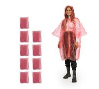 Relaxdays Set da 30 poncho antipioggia rossi