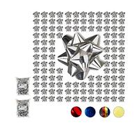 Relaxdays Set da 300 Fiocchetti per Pacchetti Regalo, Autoadesivi, Stelle Decorative per Natale e Compleanni, Ø 5 cm, Argento