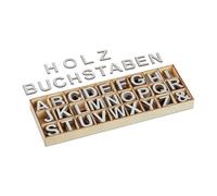 Relaxdays Lettere in legno – Set 324 lettere maiuscole A–Z e commerciale (&) – 3 cm – Grigio