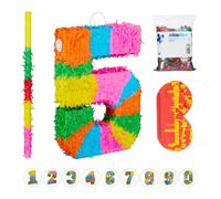 Set da 4 accessori con pignatta numero 5 per feste di compleanno Multicolore