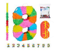 Set da 4 accessori con pignatta numero 8 per feste di compleanno Multicolore