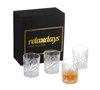 Relaxdays Set da 4 Bicchieri da Whisky, Confezione Regalo, Design Decorativo, HxD 10x8 cm, Calici da 300 ml, Trasparente, 8 cm