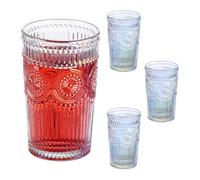 Relaxdays Set da 4 Bicchieri in Vetro per Acqua e Drink, Lavabili in Lavastoviglie, Servizio Tavola, 360 ml, Trasparenti, 12,5 x 8 x 8 cm