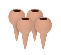 Relaxdays Set Irrigazione a Goccia, 4 Coni con Sfere, Piante in Vaso e Fioriere, per Bottiglie da 1,5 l, Terracotta, Ceramica, 18 x 9 cm