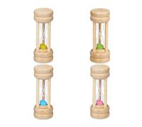 Relaxdays Clessidra, Set 4 Timer da Cucina 30sec, 1min, 3min, 5min, HxD 10x4, Orologio per Bambini, Colorato, Legno