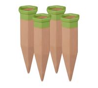 Relaxdays Set Irrigazione a Goccia, Set da 4 Coni per Piante, Innaffiatoio per Bottiglie da 1,5 Litri in Pet, Terracotta