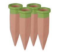 Relaxdays Set Irrigazione a Goccia, 4X Coni Irrigatori Piante, Piantine e Fioriere, Annaffiatura Automatica, Terracotta