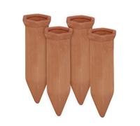 Relaxdays Set Irrigazione a Goccia, Set 4 Coni in Ceramica, Irrigatori Bottiglie 1,5 L, HLP: 14x4,5x4 cm, Terracotta