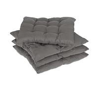 Relaxdays Set da 4 Cuscini per Sedie, 38 x 38 cm, Coprisedia con Laccetti, Interni & Esterni, in Poliestere, Grigio